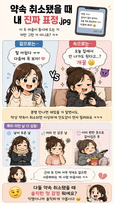 약속 취소됐을 때 내 진짜 표정.jpg