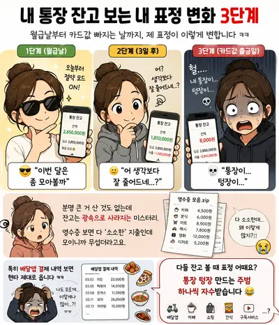 내 통장 잔고 보는 내 표정 변화 3단계